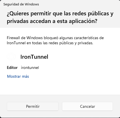 Aviso del Firewall de Windows, opción Permitir